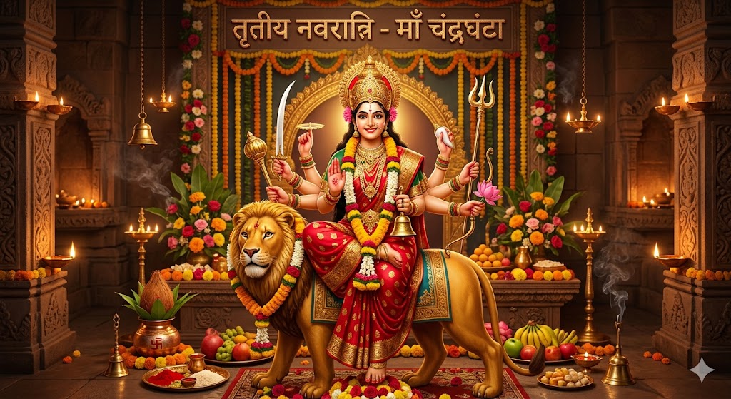 Third Day of Navratri: Worship Maa Chandraghanta for Courage, Peace, and Protection